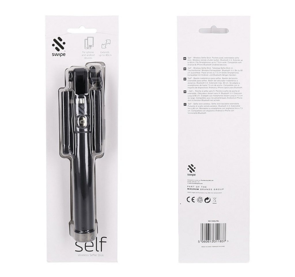 swipe Swipe Wireless Selfie Stick mit bis zu 80cm Reichweite in schwarz Handstativ swipe Swipe Wireless Selfie Stick mit bis zu 80cm Reichweite in schwarz Handstativ von swipe