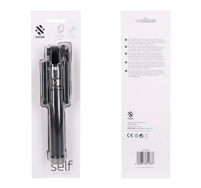 swipe Swipe Wireless Selfie Stick mit bis zu 80cm Reichweite in schwarz Handstativ von swipe