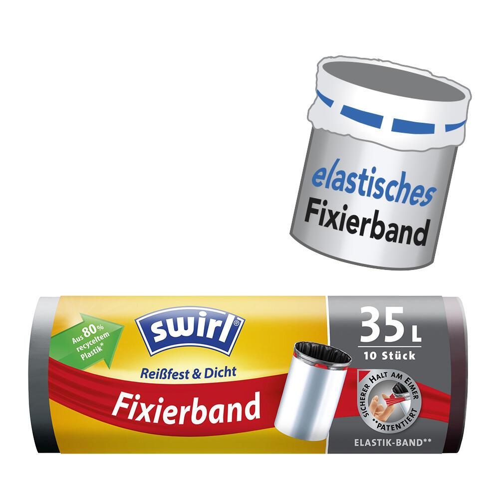 swirl® Müllbeutel Fixierband Müllbeutel 35l/10bt 35,0 l schwarz von swirl®