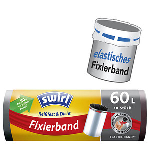 swirl® Müllbeutel Reißfest & Dicht 5022 60,0 l schwarz, 10 St. von swirl®