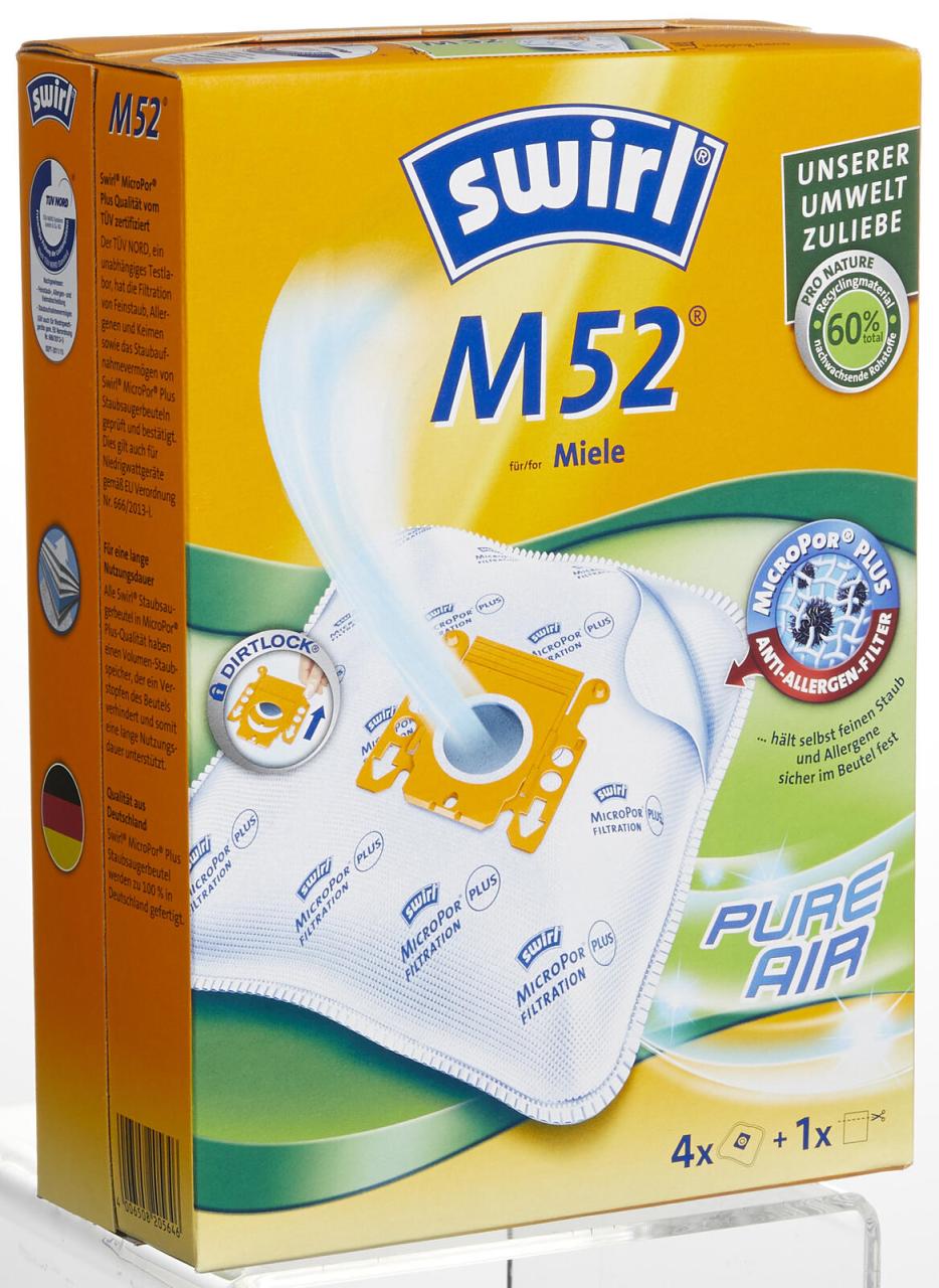swirl® Staubsaugerbeutel MicroPor Staubsb. M52 4bt+1fil von swirl®