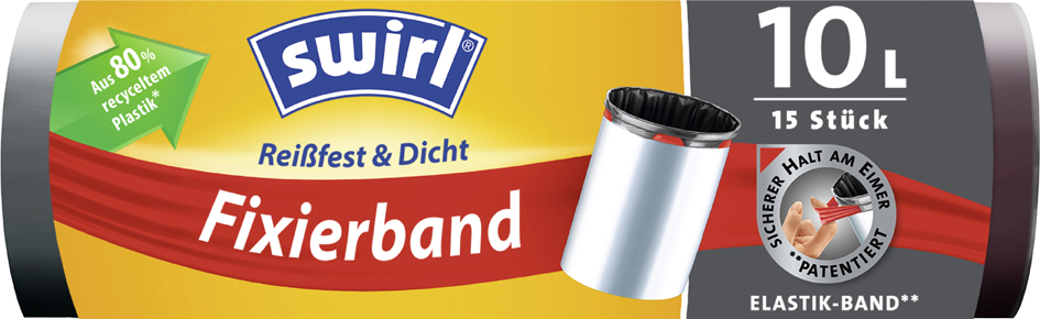 swirl Mülleimerbeutel, mit Fixierband, schwarz, 10 Liter von swirl