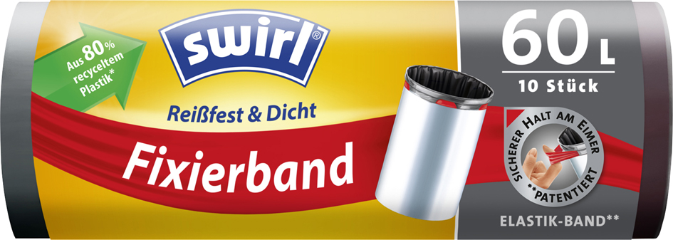 swirl Mülleimerbeutel, mit Fixierband, schwarz, 35 Liter von swirl