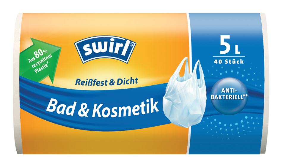 swirl Mülleimerbeutel, mit Tragegriff, transparent, 5 Liter von swirl