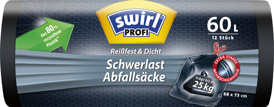 swirl Profi Schwerlast-Abfallsack, schwarz, 120 Liter von swirl