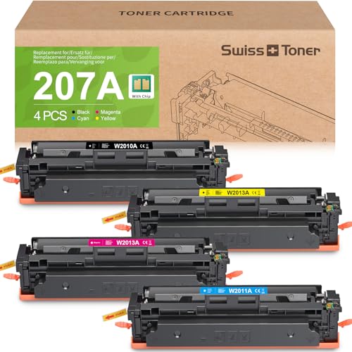 swiss toner 207A 207X Toner mit Chip Kompatibel für HP 207A Toner für HP Color Laserjet M283fdw Toner M255dw M255nw M282nw M283fdn Toner für W2210A W2211A W2212A W2213A 4-Pack von swiss toner