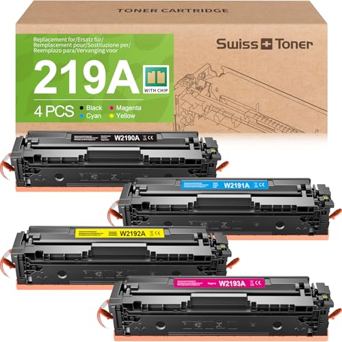 swiss toner 219A (Mit Chip) Kompatibel für HP 219A Toner Set für MFP 3302FDWG Toner für HP Color Laserjet Pro MFP 3302FDWG MFP 3302FDNG MFP 3302SDWG für W2190A W2191A W2192A W2193A,4-Park von swiss toner