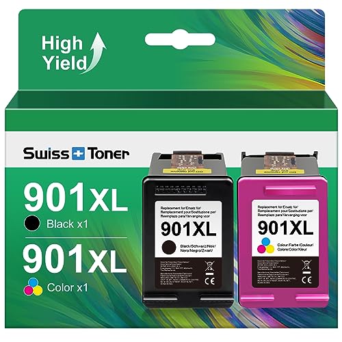 swiss toner 901xl Kompatibel für HP 901 Druckerpatrone für HP Officejet 4500 AIO Series,HP Officejet J4680,HP Officejet J4580(Schwarz,Farbe) von swiss toner