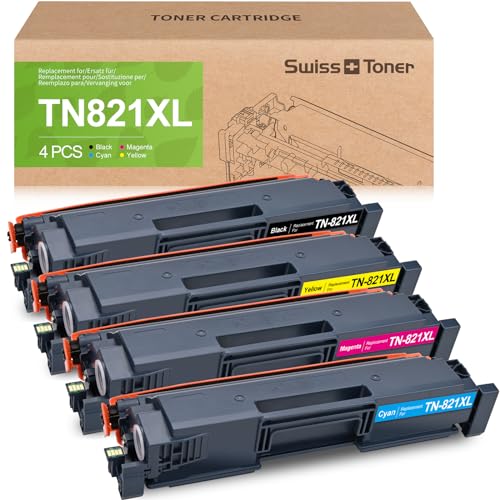 swiss toner TN-821XL TN-821XLBK Kompatibel für Brother HL-L9430CDN HL-L9470CDN MFC-L9630CDN MFC-L9670CDN (Schwarz Cyan Gelb Magenta) von swiss toner