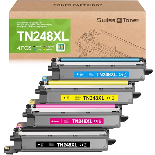 swiss toner TN248XL Kompatibel für Brother TN248XL TN-248XL TN-248VAL Toner für Brother MFC-L3760CDW Toner Brother DCP-L3560CDW Toner MFC-L3740CDW HL-L3240CDW MFC-L3740CDWE für TN248 TN-248,4-Pack von swiss toner