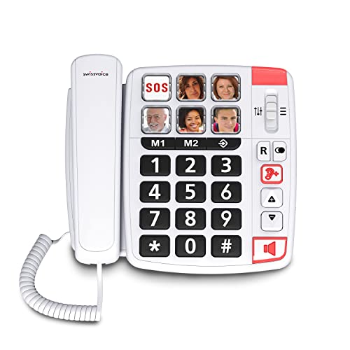 Swissvoice Xtra 1110 schnurgebundenes Telefon mit extra großen Tasten, sechs Foto-Direktwahltasten, Laute Klingeltöne, Hörgerätekompatibel von swissvoice