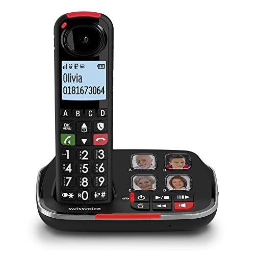 Swissvoice Xtra 2355 schnurloses DECT Großtasten Telefon mit Anrufbeantworter, Audio-Boost, Laute Klingeltöne, Hörgerätekompatibel, Anrufschutz von swissvoice