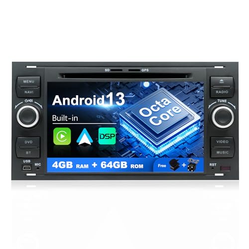 SXAUTO Android 12 IPS Autoradio Passt für Ford C-Max/Connect/Focus/Galaxy/Kuga/S-Max/Transit/Mondeo - Wireless CarPlay/Android Auto - Kamera KOSTENLOS - 4G+64G - DAB SWC 4K-Video WiFi 360-2 Din von sxauto