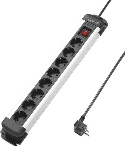 Sygonix SY-4538258 Steckdosenleiste 8fach Schwarz, Silber Schutzkontakt 1St. von sygonix