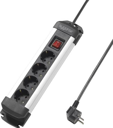 Sygonix SY-4538264 Steckdosenleiste mit Schalter 4fach Schwarz, Silber Schutzkontakt 1St. Sygonix SY-4538264 Steckdosenleiste mit Schalter 4fach Schwarz, Silber Schutzkontakt 1St. von sygonix