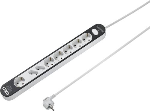Sygonix SY-4755370 Steckdosenleiste mit Schalter Weiß, Grau Schutzkontakt 1St. von sygonix