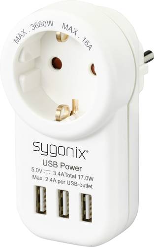 Sygonix SY-4755856 Zwischensteckdose mit USB Weiß von sygonix