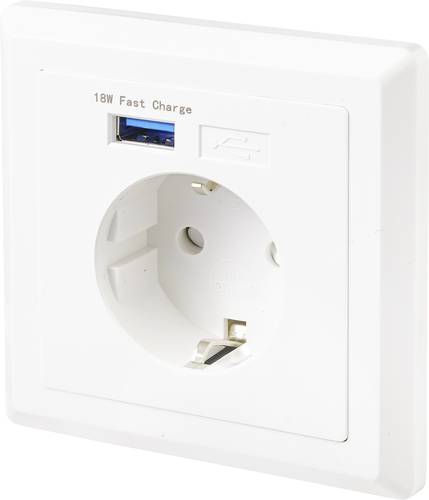 Sygonix SY-4777292 Einbau-Steckdose mit USB Weiß von sygonix