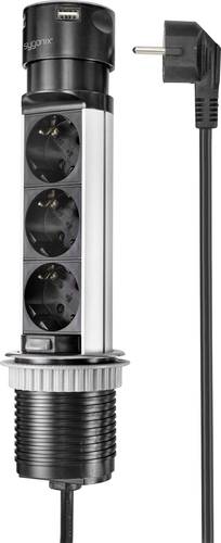 Sygonix SY-4997104 Steckdosenturm Schwarz, Edelstahl Schutzkontakt 1St. von sygonix