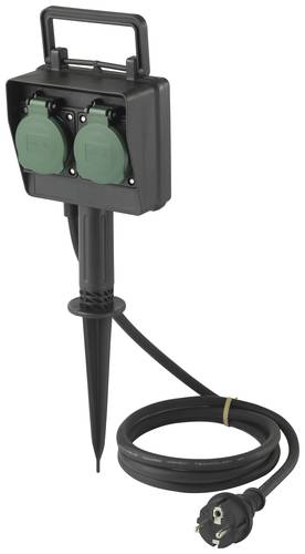 Sygonix SY-5231004 Gartensteckdose 2fach Schwarz, Standard-Grün (seidenmatt) erhöhter Berührungss von sygonix