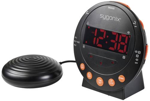 Sygonix SY-5266562 Elektronik Wecker Schwarz Fluoreszierend Zahlen 2 Timerzeiten von sygonix