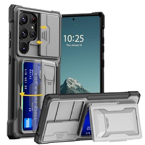 symboly Kompatibel mit Samsung S24 Ultra Hülle mit Kartenfach & Schieb kamerasabdeckung & Ständer, Militärschutz Stoßfeste TPU Stoßstange Geldbörse Handyhülle Samsung Galaxy S24 Ultra Case, Grau symboly Kompatibel mit Samsung S24 Ultra Hülle mit Kartenfach & Schieb kamerasabdeckung & Ständer, Militärschutz Stoßfeste TPU Stoßstange Geldbörse Handyhülle Samsung Galaxy S24 Ultra Case, Grau von symboly