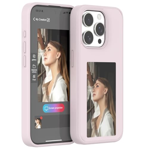 symboly für iPhone 13 Pro Max Handyhülle mit Display, NFC Eternal Ink Handyhülle E Ink Hülle mit Anzeige, DIY Anpassbare Bilder, 3,5 Zoll Bild auf Handyhülle Anzeigen(Rosa, iPhone 13 Pro Max) von symboly