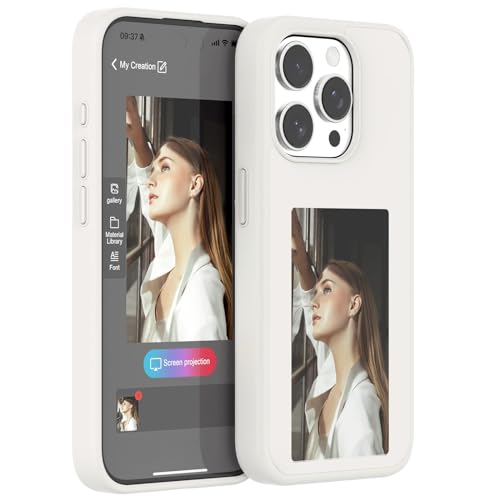 symboly für iPhone 13 Pro Max Handyhülle mit Display, NFC Eternal Ink Handyhülle E Ink Hülle mit Anzeige, DIY Anpassbare Bilder, 3,5 Zoll Bild auf Handyhülle Anzeigen(Weiß, iPhone 13 Pro Max) von symboly