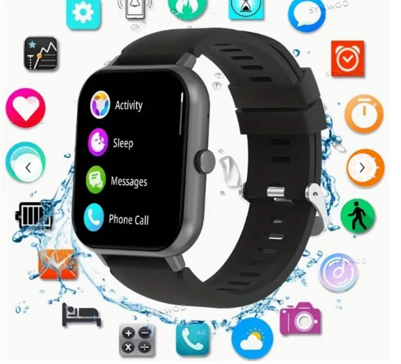 synwoo für Männer und Frauen, Perfekt für Weihnachten Ideal für Erntedankfest Smartwatch (1.83 cm, Andriod iOS), mit Voll-Touchscreen, Mehreren Sportmodi, Wetter- und Musiksteuerung von synwoo