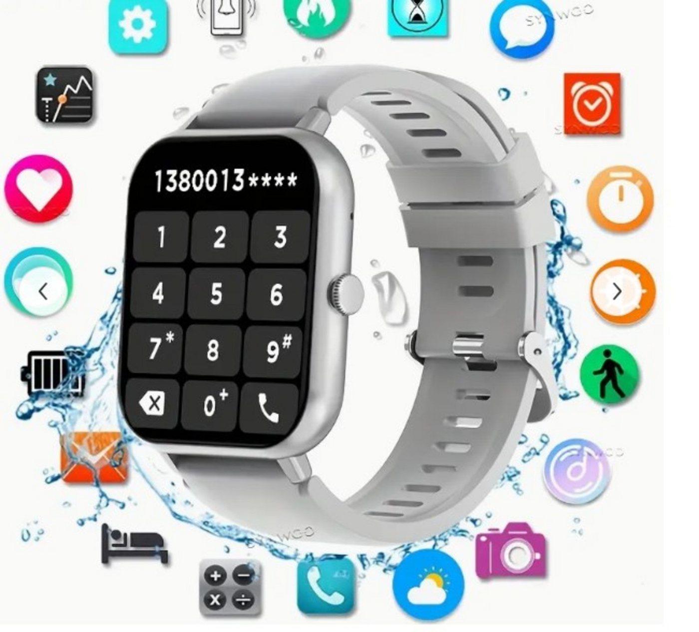 synwoo für Männer und Frauen, Perfekt für Weihnachten Ideal für Erntedankfest Smartwatch (1.83 cm, Andriod iOS), mit Voll-Touchscreen, Mehreren Sportmodi, Wetter- und Musiksteuerung von synwoo