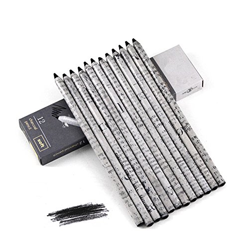 12 Ein Pack Student Artist Sketch Zeichnen schwarz Holzkohle Bleistifte Härtegrad weich 12 Ein Pack Student Artist Sketch Zeichnen schwarz Holzkohle Bleistifte Härtegrad weich von szdealhola