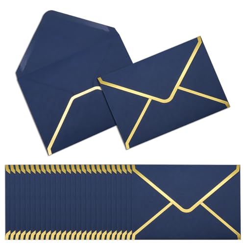 szkoo 100 Stücke 5"x7" Einladungumschläge, Dunkelblau A7 Umschläge 18.5x13.5cm Miniatur Kuverts Umschläge mit V-Klappe Briefumschläge Goldfolienrand für Hochzeiten, Einladungen & Party szkoo 100 Stücke 5"x7" Einladungumschläge, Dunkelblau A7 Umschläge 18.5x13.5cm Miniatur Kuverts Umschläge mit V-Klappe Briefumschläge Goldfolienrand für Hochzeiten, Einladungen & Party von szkoo