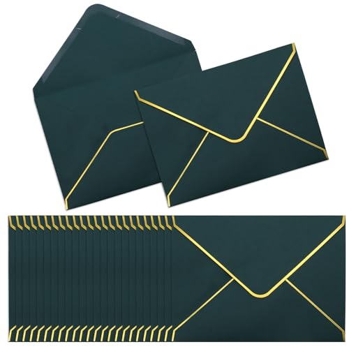 szkoo 100 Stücke 5"x7" Einladungumschläge, Dunkelgrün A7 Umschläge 18.5x13.5cm Miniatur Kuverts Umschläge mit V-Klappe Briefumschläge Goldfolienrand für Hochzeiten, Einladungen & Party szkoo 100 Stücke 5"x7" Einladungumschläge, Dunkelgrün A7 Umschläge 18.5x13.5cm Miniatur Kuverts Umschläge mit V-Klappe Briefumschläge Goldfolienrand für Hochzeiten, Einladungen & Party von szkoo