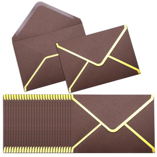 szkoo 100 Stücke 5"x7" Einladungumschläge, Kaffee A7 Umschläge 18.5x13.5cm Miniatur Kuverts Umschläge mit V-Klappe Briefumschläge Goldfolienrand für Hochzeiten, Einladungen & Party szkoo 100 Stücke 5"x7" Einladungumschläge, Kaffee A7 Umschläge 18.5x13.5cm Miniatur Kuverts Umschläge mit V-Klappe Briefumschläge Goldfolienrand für Hochzeiten, Einladungen & Party von szkoo