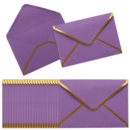 szkoo 100 Stücke 5"x7" Einladungumschläge, Lila A7 Umschläge 18.5x13.5cm Miniatur Kuverts Umschläge mit V-Klappe Briefumschläge Goldfolienrand für Hochzeiten, Einladungen & Party szkoo 100 Stücke 5"x7" Einladungumschläge, Lila A7 Umschläge 18.5x13.5cm Miniatur Kuverts Umschläge mit V-Klappe Briefumschläge Goldfolienrand für Hochzeiten, Einladungen & Party von szkoo