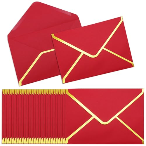 szkoo 100 Stücke 5"x7" Einladungumschläge, Rot A7 Umschläge 18.5x13.5cm Miniatur Kuverts Umschläge mit V-Klappe Briefumschläge Goldfolienrand für Hochzeiten, Einladungen & Party szkoo 100 Stücke 5"x7" Einladungumschläge, Rot A7 Umschläge 18.5x13.5cm Miniatur Kuverts Umschläge mit V-Klappe Briefumschläge Goldfolienrand für Hochzeiten, Einladungen & Party von szkoo