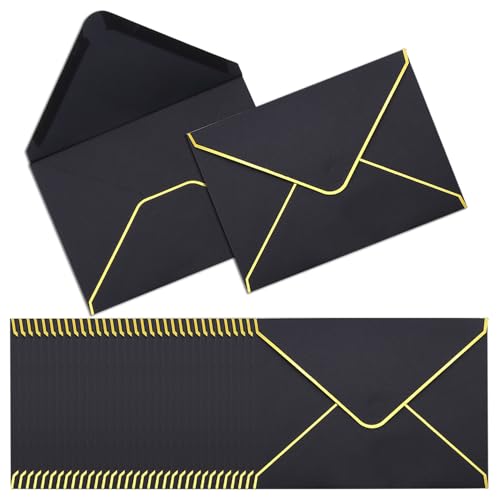 szkoo 100 Stücke 5"x7" Einladungumschläge, Schwarz A7 Umschläge 18.5x13.5cm Miniatur Kuverts Umschläge mit V-Klappe Briefumschläge Goldfolienrand für Hochzeiten, Einladungen & Party szkoo 100 Stücke 5"x7" Einladungumschläge, Schwarz A7 Umschläge 18.5x13.5cm Miniatur Kuverts Umschläge mit V-Klappe Briefumschläge Goldfolienrand für Hochzeiten, Einladungen & Party von szkoo