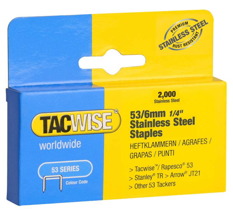 TACWISE Heftklammern 53/6 mm, Edelstahl, 2.000 Stück von tacwise