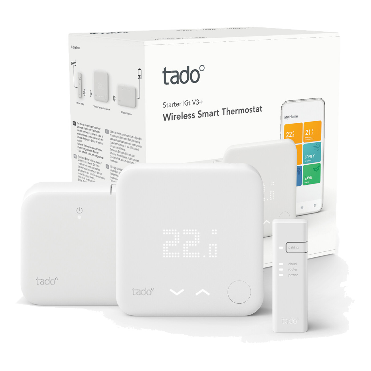 Tado Starter Kit-Wireless Smart Thermostat V3+ | Heizk?rperthermostat | Steuerung per App | Drahtlose Verbindung | Intelligente Zeitpl?ne | Geofencing von tado