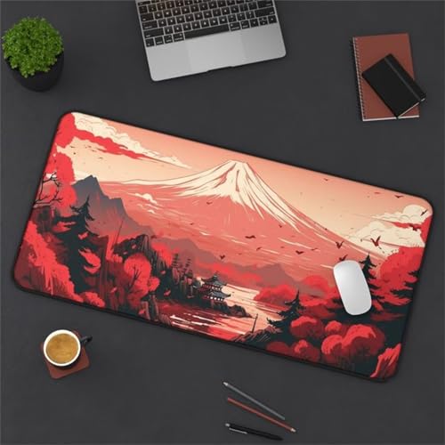 Gaming Mauspad, 1000x500x2mm Großes Mauspads Verlängertes Schreibtischauflage, Verbessert Präzision und Geschwindigkeit, Waschbares Mousepad für Tastatur, PC, Laptop (Roter Baumhimmel) von taesdvry