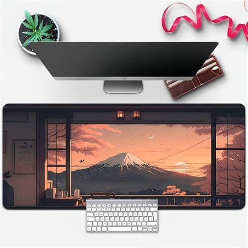 Gaming Mauspad, 600x300x2mm Großes Mauspads Verlängertes Schreibtischauflage, Verbessert Präzision und Geschwindigkeit, Waschbares Mousepad für Tastatur, PC, Laptop (Hügel Sonnenuntergang) von taesdvry