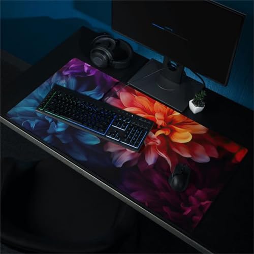 Gaming Mauspad, 600x300x3mm Großes Mauspads Verlängertes Schreibtischauflage, Verbessert Präzision und Geschwindigkeit, Waschbares Mousepad für Tastatur, PC, Laptop (Fantasieblumen) von taesdvry