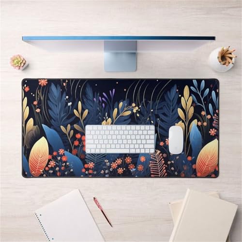 Gaming Mauspad, 800x300x2mm Großes Mauspads Verlängertes Schreibtischauflage, Verbessert Präzision und Geschwindigkeit, Waschbares Mousepad für Tastatur, PC, Laptop (Blumenfeldnacht) von taesdvry