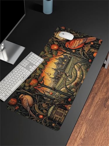 Gaming Mauspad, 800x300x3mm Großes Mauspads Verlängertes Schreibtischauflage, Verbessert Präzision und Geschwindigkeit, Waschbares Mousepad für Tastatur, PC, Laptop (Schlossvögel) von taesdvry