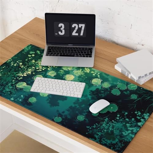Mauspad XXL, 1200x600x2mm Großer Mousepad, Mouse Pad Gaming, Tischunterlage Large Size, Spezielle Oberfläche Verbessert Präzision und Geschwindigkeit für Home Office (Lotusblatt-Teich) von taesdvry