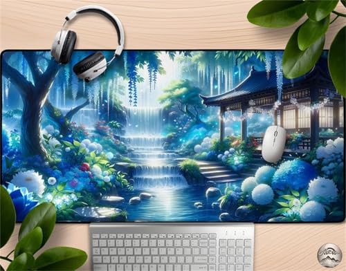 Mauspad XXL, 1200x600x2mm Großer Mousepad, Mouse Pad Gaming, Tischunterlage Large Size, Spezielle Oberfläche Verbessert Präzision und Geschwindigkeit für Home Office (Pavillon-Wasserfall) von taesdvry