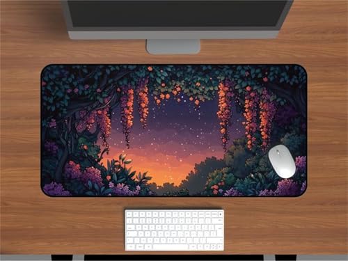 Mauspad XXL, 1200x600x2mm Großer Mousepad, Mouse Pad Gaming, Tischunterlage Large Size, Spezielle Oberfläche Verbessert Präzision und Geschwindigkeit für Home Office (Sonnenuntergangspflanze) von taesdvry