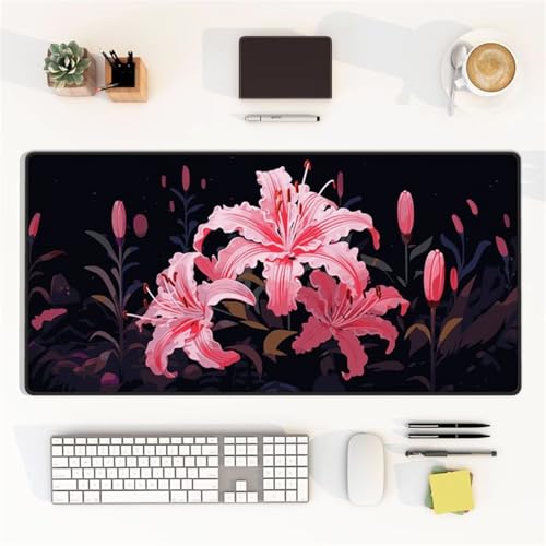 Mauspad XXL, 1200x600x3mm Großer Mousepad, Mouse Pad Gaming, Tischunterlage Large Size, Spezielle Oberfläche Verbessert Präzision und Geschwindigkeit für Home Office (Rosa Iris) von taesdvry