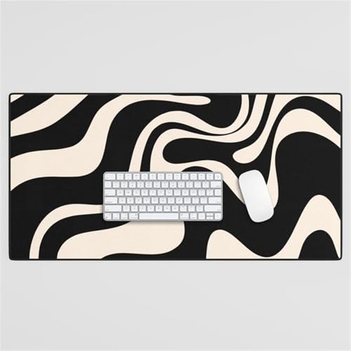 Mauspad XXL, 1200x600x3mm Großer Mousepad, Mouse Pad Gaming, Tischunterlage Large Size, Spezielle Oberfläche Verbessert Präzision und Geschwindigkeit für Home Office (Schwarz-Weiß-Welle) von taesdvry