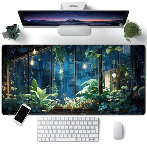 Mauspad XXL, 600x400x3mm Großer Mousepad, Mouse Pad Gaming, Tischunterlage Large Size, Spezielle Oberfläche Verbessert Präzision und Geschwindigkeit für Home Office (Regenpflanzen) von taesdvry